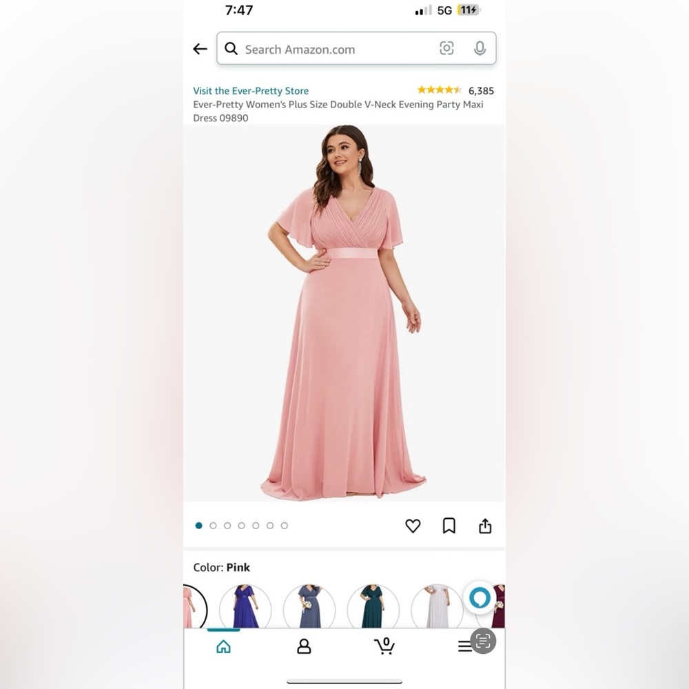 Pink Plus Size Bridesmaid Dress Maid of Honor Everpretty - Picture 3 of 3